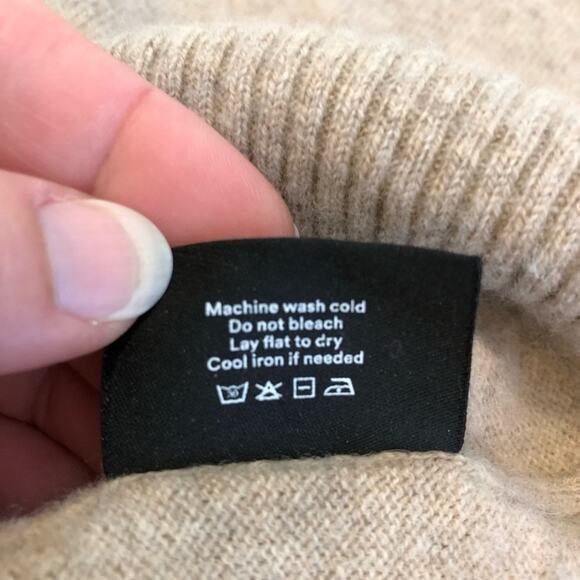 Summersalt tan cream trim hooded merino wool cashmere sweater Extra Small XS - Picture 10 of 14